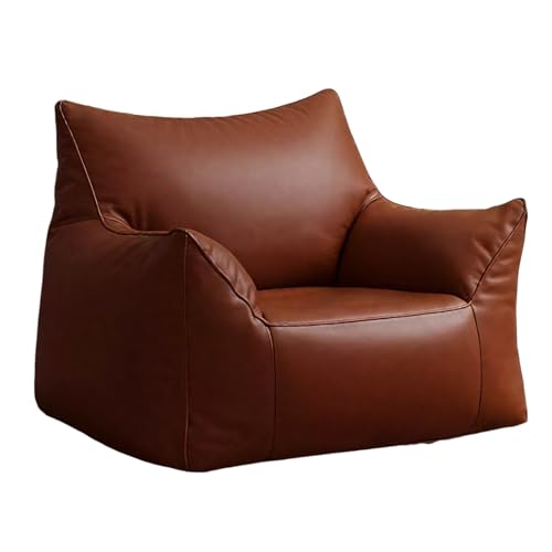 KBZSlyn Bean Bag Cover PU Leather Beanbag Sofa (No Filler) Lounge Chair for Bedroom Dorm Room Pouf Comfy Bean Bag Chair Cover for Adults Empty Lazy Sofa for Living Room(Brown) von KBZSlyn