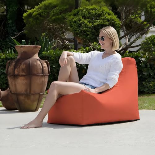 KBZSlyn Bezug for Sitzsack for den Außenbereich (ohne Füllung), wasserdichte Oxford-Chaiselongue, ultraweich, for Erwachsene Einsitzer-Sofa ideal for Schwimmbecken(1-seat-orange) von KBZSlyn