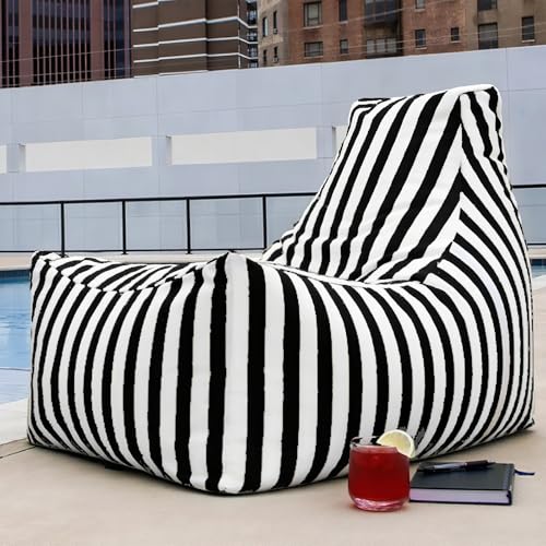 KBZSlyn Bezug for Sitzsack for den Außenbereich (ohne Füllung), wasserdichte Oxford-Chaiselongue, ultraweich, for Erwachsene Einsitzer-Sofa ideal for Schwimmbecken(Black) von KBZSlyn