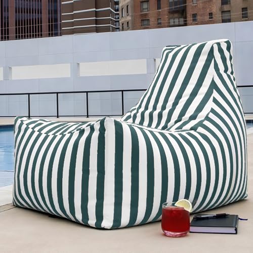 KBZSlyn Bezug for Sitzsack for den Außenbereich (ohne Füllung), wasserdichte Oxford-Chaiselongue, ultraweich, for Erwachsene Einsitzer-Sofa ideal for Schwimmbecken(Dark Green) von KBZSlyn