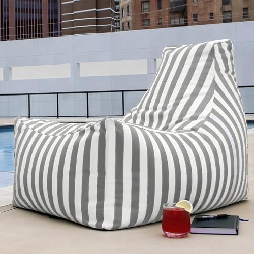 KBZSlyn Bezug for Sitzsack for den Außenbereich (ohne Füllung), wasserdichte Oxford-Chaiselongue, ultraweich, for Erwachsene Einsitzer-Sofa ideal for Schwimmbecken(Light Grey) von KBZSlyn