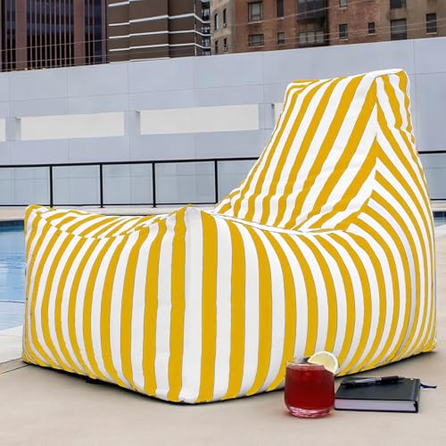 KBZSlyn Bezug for Sitzsack for den Außenbereich (ohne Füllung), wasserdichte Oxford-Chaiselongue, ultraweich, for Erwachsene Einsitzer-Sofa ideal for Schwimmbecken(Yellow) von KBZSlyn