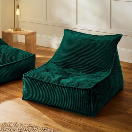 KBZSlyn Luxuriöser Fleece-Sitzsack-Lounge-Bezug (ohne Füllung), für Jugendliche oder Erwachsene, Sitzsack-Sofa mit Griff, superweich, waschbar, Cordstoff, faules Sofa (grün) von KBZSlyn