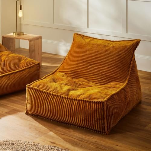 KBZSlyn Luxuriöser Fleece-Sitzsack-Lounge-Bezug (ohne Füllung) für Jugendliche oder Erwachsene, Sitzsack-Sofa mit Griff, superweich, waschbar, Cordstoff, faules Sofa (gelb) von KBZSlyn