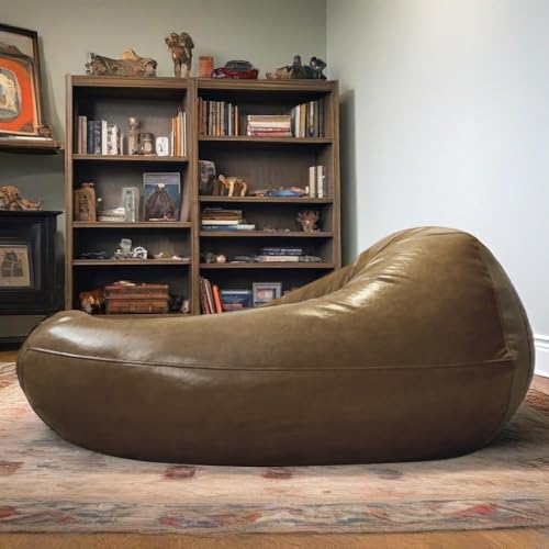 KBZSlyn Nur Bezug for Sitzsack aus PU-Leder (Füllung Nicht im Lieferumfang enthalten) wasserdichter Ersatzbezug for Erwachsene for Gaming-Liege Chaiselongue for das Wohnzimmer(Gray) von KBZSlyn