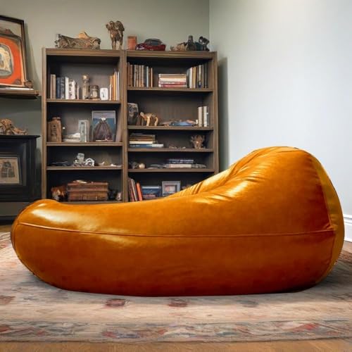 KBZSlyn Nur Bezug for Sitzsack aus PU-Leder (Füllung Nicht im Lieferumfang enthalten) wasserdichter Ersatzbezug for Erwachsene for Gaming-Liege Chaiselongue for das Wohnzimmer(Yellow) von KBZSlyn