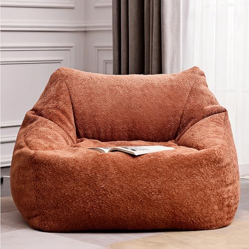 KBZSlyn Oversized Bean Bag Cover (No Filler) Chenille Velvet Beanbag Chair Puff for Adults Teens Soft Lounge Couch Washable Pouf Sofa Slipcover for Living Room Bedroom Salon(Chenille Brown Cover) von KBZSlyn