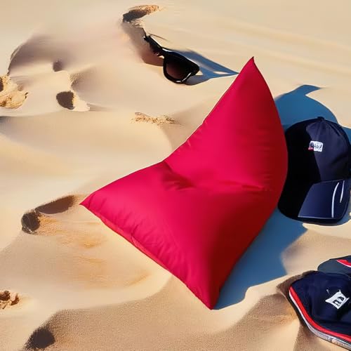 KBZSlyn Oxford-Sitzsack-Abdeckung, wasserdicht, Chaiselongue (ohne Füllmaterial), tragbares Beach Club-Schlafsofa for Erwachsene Outdoor-Camping Schwimmbad Puffkissen weicher Lounge-Sessel(Red) von KBZSlyn