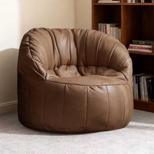 KBZSlyn Sitzsack (nur Bezug) Kunstleder-Sitzsackbezug, Lazy Floor Sofa, großer Sitzsack, Kunstledersessel for Wohnzimmer, Schlafzimmer, Wohnheim, Büro(Brown) von KBZSlyn