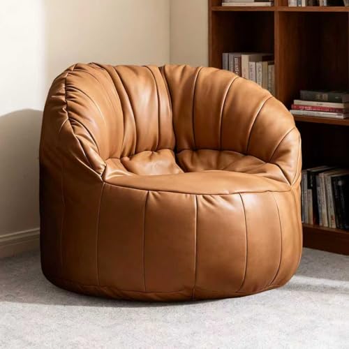 KBZSlyn Sitzsack (nur Bezug) Kunstleder-Sitzsackbezug, Lazy Floor Sofa, großer Sitzsack, Kunstledersessel for Wohnzimmer, Schlafzimmer, Wohnheim, Büro(Khaki) von KBZSlyn