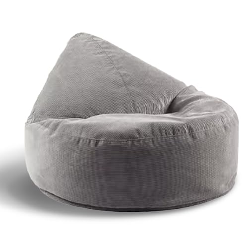 KBZSlyn Sitzsack (ohne Füllung) Cord-Sitzsackbezug, Sitzsack-Sofa-Pouf, Salon-Sitzsackbezug in Tropfenform oder for Erwachsene, waschbar, weich, gemütlich, for Wohnzimmer, Schlafzimmer(Gray) von KBZSlyn