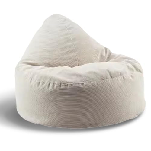 KBZSlyn Sitzsack (ohne Füllung) Cord-Sitzsackbezug, Sitzsack-Sofa-Pouf, Salon-Sitzsackbezug in Tropfenform oder for Erwachsene, waschbar, weich, gemütlich, for Wohnzimmer, Schlafzimmer(White) von KBZSlyn