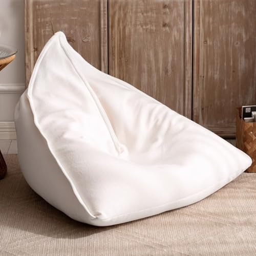 KBZSlyn Sitzsack (ohne Füllung) Sitzsackbezug, Sitzsack-Sofa-Pouf, Salon-Dreieck-Sitzsackbezug oder waschbarer, weicher, gemütlicher Bezug for Erwachsene for Wohnzimmer, Schlafzimmer(White) von KBZSlyn