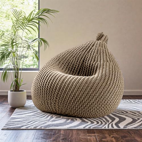 KBZSlyn Sitzsack Bezug (ohne Füllmaterial) Gestrickt Sitzsackbezug, Loungesessel for Erwachsene, Fußhocker for Wohnzimmer, Schlafzimmer(Dark Khaki) von KBZSlyn