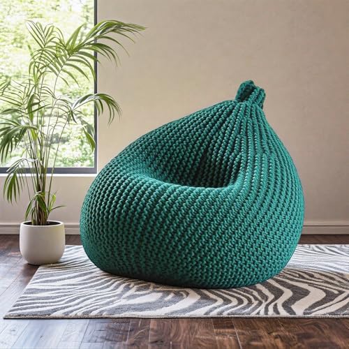 KBZSlyn Sitzsack Bezug (ohne Füllmaterial) Gestrickt Sitzsackbezug, Loungesessel for Erwachsene, Fußhocker for Wohnzimmer, Schlafzimmer(Dust Green) von KBZSlyn