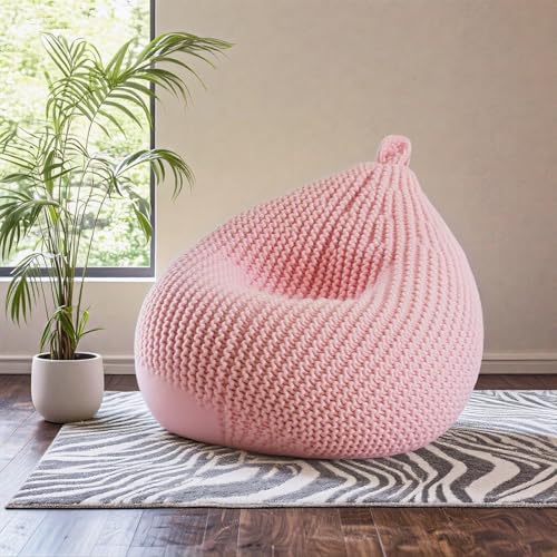 KBZSlyn Sitzsack Bezug (ohne Füllmaterial) Gestrickt Sitzsackbezug, Loungesessel for Erwachsene, Fußhocker for Wohnzimmer, Schlafzimmer(Pink) von KBZSlyn