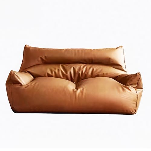 KBZSlyn Sitzsack-Sofabezug, Kunstledergewebe (ohne Füllstoffe), wasserdichter Stretch-Schonbezug for 1–2 Personen, for Wohnzimmer, Büro, Schlafzimmer, Balkon(Brown,Double Sofa) von KBZSlyn