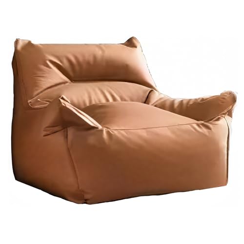 KBZSlyn Sitzsack-Sofabezug, Kunstledergewebe (ohne Füllstoffe), wasserdichter Stretch-Schonbezug for 1–2 Personen, for Wohnzimmer, Büro, Schlafzimmer, Balkon(Brown,Single Sofa) von KBZSlyn