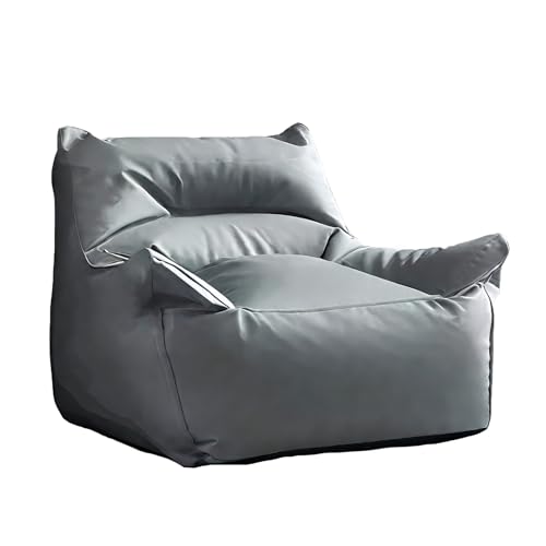 KBZSlyn Sitzsack-Sofabezug, Kunstledergewebe (ohne Füllstoffe), wasserdichter Stretch-Schonbezug for 1–2 Personen, for Wohnzimmer, Büro, Schlafzimmer, Balkon(Gray,Single Sofa) von KBZSlyn