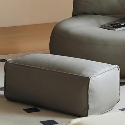 KBZSlyn Sitzsackbezug (ohne Füllmaterial), wasserdichter Sessel, weiches Lazy-Sofa for Erwachsene und Jugendliche mit PU-Fußhocker oder Ottomane Wohnzimmer(Gray,60CD-Stool) von KBZSlyn
