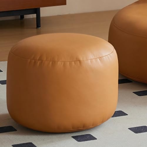 KBZSlyn Sitzsackbezug (ohne Füllmaterial), wasserdichter Sessel, weiches Lazy-Sofa for Erwachsene und Jugendliche mit PU-Fußhocker oder Ottomane Wohnzimmer(Orange,45YD-Stool) von KBZSlyn