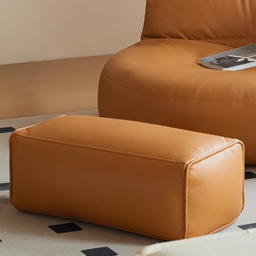 KBZSlyn Sitzsackbezug (ohne Füllmaterial), wasserdichter Sessel, weiches Lazy-Sofa for Erwachsene und Jugendliche mit PU-Fußhocker oder Ottomane Wohnzimmer(Orange,60CD-Stool) von KBZSlyn