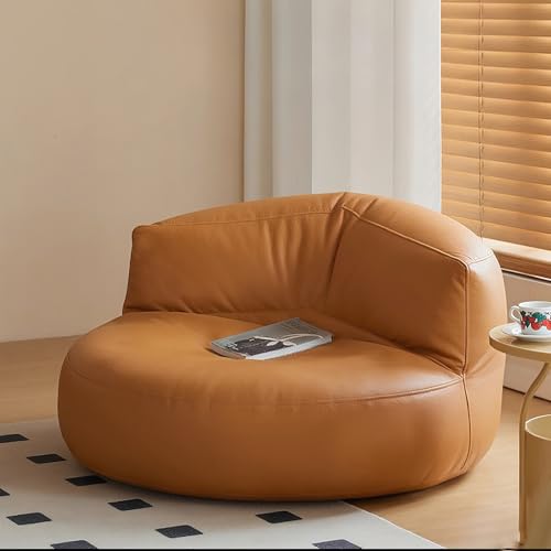 KBZSlyn Sitzsackbezug (ohne Füllmaterial), wasserdichter Sessel, weiches Lazy-Sofa for Erwachsene und Jugendliche mit PU-Fußhocker oder Ottomane Wohnzimmer(Orange,Chair) von KBZSlyn