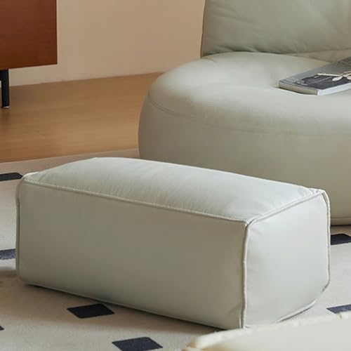 KBZSlyn Sitzsackbezug (ohne Füllmaterial), wasserdichter Sessel, weiches Lazy-Sofa for Erwachsene und Jugendliche mit PU-Fußhocker oder Ottomane Wohnzimmer(White,60CD-Stool) von KBZSlyn