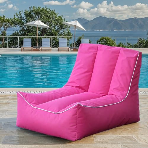 KBZSlyn Sitzsackbezug (ohne Füllmaterial), wasserdichter Sitzsackbezug for den Außenbereich, Loungesessel for Erwachsene, Sitzsack for den Innen- und Außenbereich(Pink) von KBZSlyn