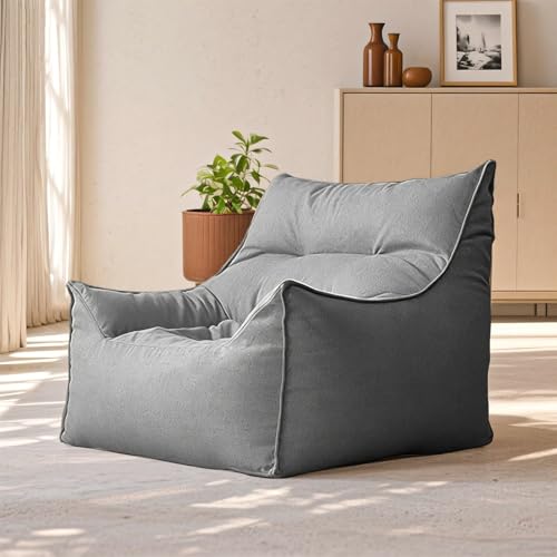 KBZSlyn Sitzsackbezug (ohne Füllmaterial) Sitzsackbezug aus Baumwollleinen, waschbar, Loungesessel, Pouf, Lazy Sofa, Sitzsackcouch for Erwachsene, Wohnzimmer, Schlafzimmer(Dark Grey) von KBZSlyn