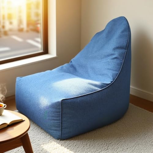 KBZSlyn Sitzsackbezug (ohne Füllmaterial) Waschbarer Sitzsackbezug Loungesessel Pouf Lazy Sofa Sitzsackcouch for Erwachsene, Wohnzimmer, Schlafzimmer(Dark Blue) von KBZSlyn