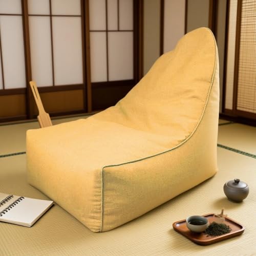 KBZSlyn Sitzsackbezug (ohne Füllmaterial) Waschbarer Sitzsackbezug Loungesessel Pouf Lazy Sofa Sitzsackcouch for Erwachsene, Wohnzimmer, Schlafzimmer(Yellow) von KBZSlyn