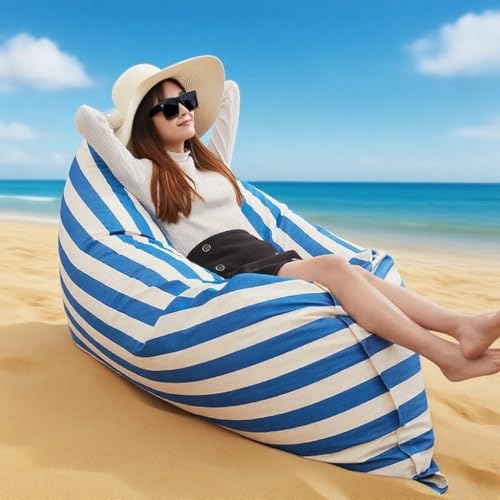 KBZSlyn Sitzsackbezug (ohne Füllmaterial) Wasserdichter Sitzsack-Sofabezug Outdoor Oxford Lounge Chair for Erwachsene Sitzsackbezug for Wohnzimmer, Schlafzimmer(Blue) von KBZSlyn