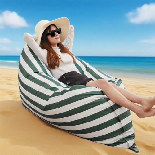 KBZSlyn Sitzsackbezug (ohne Füllmaterial) Wasserdichter Sitzsack-Sofabezug Outdoor Oxford Lounge Chair for Erwachsene Sitzsackbezug for Wohnzimmer, Schlafzimmer(Green) von KBZSlyn