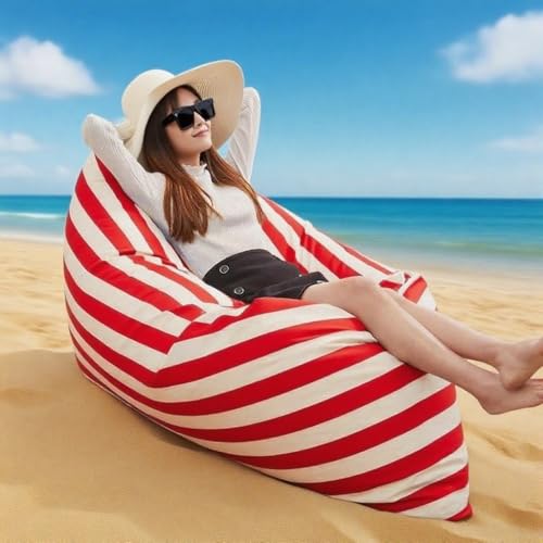 KBZSlyn Sitzsackbezug (ohne Füllmaterial) Wasserdichter Sitzsack-Sofabezug Outdoor Oxford Lounge Chair for Erwachsene Sitzsackbezug for Wohnzimmer, Schlafzimmer(Red) von KBZSlyn
