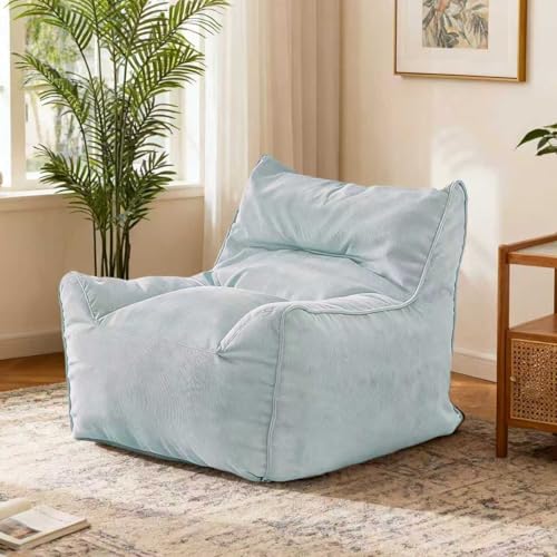 KBZSlyn Sitzsackbezug (ohne Füllung), riesiges Sitzsacksofa for Erwachsene und Teenager, Bequeme große Sitzsäcke aus Cord mit Armlehnen for das Wohnzimmer im Schlafzimmer(Blue,Single) von KBZSlyn
