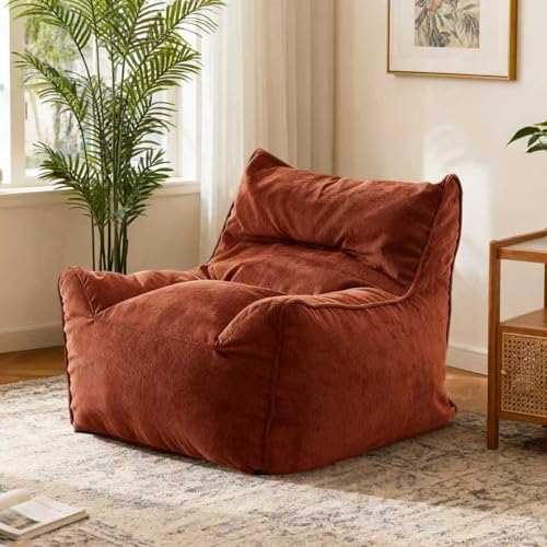 KBZSlyn Sitzsackbezug (ohne Füllung), riesiges Sitzsacksofa for Erwachsene und Teenager, Bequeme große Sitzsäcke aus Cord mit Armlehnen for das Wohnzimmer im Schlafzimmer(Red,Single) von KBZSlyn