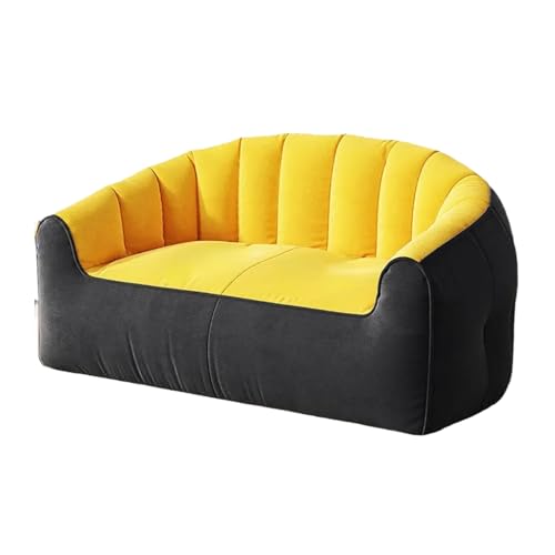 KBZSlyn Sitzsackbezug (ohne Füllung) Chenille-Sitzsack-Sofabezug, bequemer Loungesessel for Erwachsene, Sitzsackbezug for Wohnzimmer, Schlafzimmer(2-seat-Yellow-Carbon) von KBZSlyn