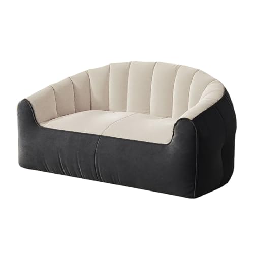 KBZSlyn Sitzsackbezug (ohne Füllung) Chenille-Sitzsack-Sofabezug, bequemer Loungesessel for Erwachsene, Sitzsackbezug for Wohnzimmer, Schlafzimmer(2-seat-beige-Carbon) von KBZSlyn