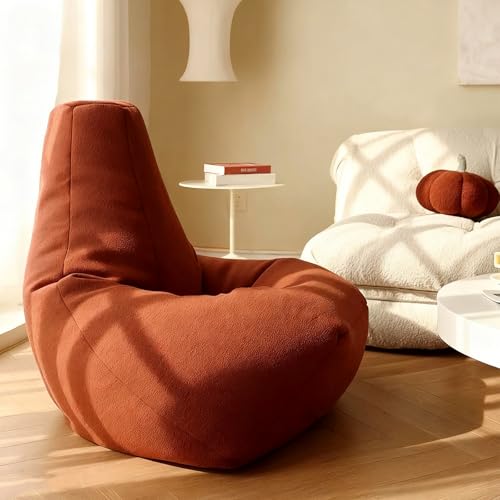 KBZSlyn Sitzsackbezug (ohne Füllung) Kunstkaschmir, Lazy Sofa, Sitzsack-Pouf, ultraweiche Couch, leerer Lounge-Puff, bequemer Bodensitz for Erwachsene, Wohnzimmer, Schlafzimmer(D80cm-brown-Cover) von KBZSlyn