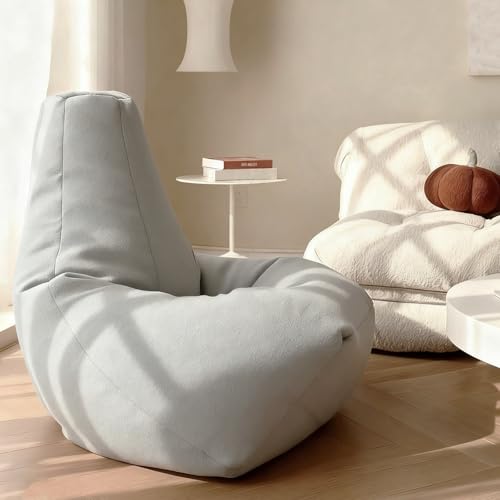 KBZSlyn Sitzsackbezug (ohne Füllung) Kunstkaschmir, Lazy Sofa, Sitzsack-Pouf, ultraweiche Couch, leerer Lounge-Puff, bequemer Bodensitz for Erwachsene, Wohnzimmer, Schlafzimmer(D80cm-grey Cover) von KBZSlyn