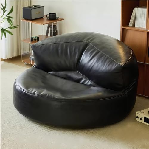 KBZSlyn Sitzsackbezug (ohne Füllung) Wasserdichtes weiches Lazy-Sofa for Erwachsene und Jugendliche | mit PU-Fußhocker/Ottomane | Ideal for Wohnzimmer und Wohnheim(120BY-black) von KBZSlyn