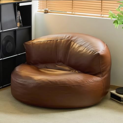 KBZSlyn Sitzsackbezug (ohne Füllung) Wasserdichtes weiches Lazy-Sofa for Erwachsene und Jugendliche | mit PU-Fußhocker/Ottomane | Ideal for Wohnzimmer und Wohnheim(120BY-brown) von KBZSlyn