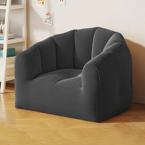 KBZSlyn Sitzsackbezug aus Baumwolle (ohne Füllung) Einzel- und 2-Sitzer-Sofa Sessel, weicher Pouf Lounge Lazy-Sofa Bettbezug – abnehmbar tragbar rahmenlose Möbel(1-seat-Carbon) von KBZSlyn