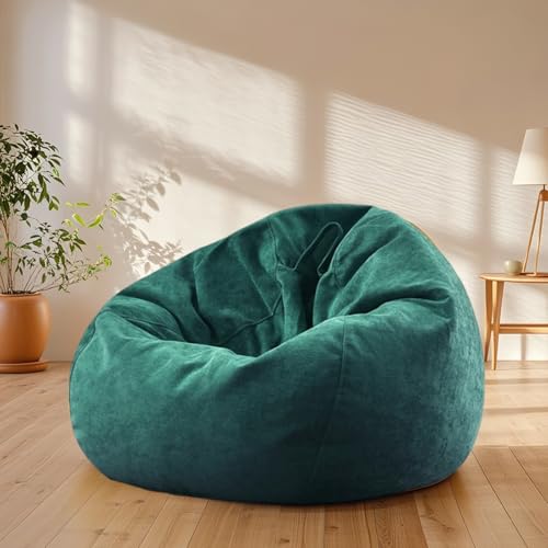 KBZSlyn Sitzsackbezug aus Chenille (ohne Füllmaterial), nur Sitzsack-Sofabezug, Loungesessel for Erwachsene, Sitzsackbezug for drinnen und draußen(Dark Green) von KBZSlyn