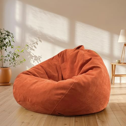 KBZSlyn Sitzsackbezug aus Chenille (ohne Füllmaterial), nur Sitzsack-Sofabezug, Loungesessel for Erwachsene, Sitzsackbezug for drinnen und draußen(Orange) von KBZSlyn