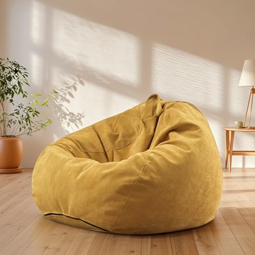 KBZSlyn Sitzsackbezug aus Chenille (ohne Füllmaterial), nur Sitzsack-Sofabezug, Loungesessel for Erwachsene, Sitzsackbezug for drinnen und draußen(Yellow) von KBZSlyn