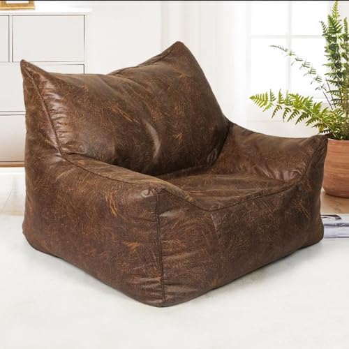 KBZSlyn Sitzsackbezug aus Wildlederimitat im Retro-Stil (ohne Füllung) Elegantes modernes Lazy-Sofa PU-Couch for Erwachsene und Jugendliche wasserdichte Chaiselongue for Wohnzimmer Terrasse von KBZSlyn