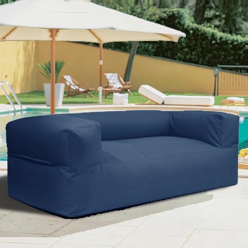 KBZSlyn Sitzsackbezug for den Außenbereich (ohne Füllmaterial) 2-Sitzer-Sofa Sessel wasserdicht Couch Chaiselongue for Erwachsene Oxford-Gewebe for Terrasse Wohnzimmer(2-seat-Empty Cover Dark Blue) von KBZSlyn