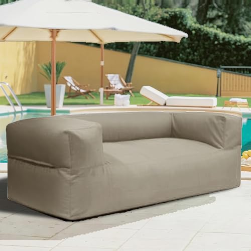 KBZSlyn Sitzsackbezug for den Außenbereich (ohne Füllmaterial) 2-Sitzer-Sofa Sessel wasserdicht Couch Chaiselongue for Erwachsene Oxford-Gewebe for Terrasse Wohnzimmer(2-seat-Empty Cover Dark Sand) von KBZSlyn